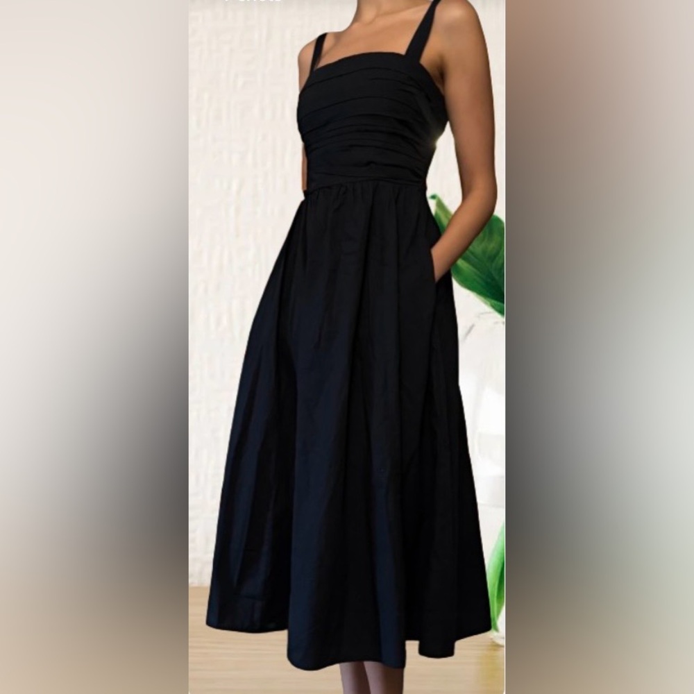 Abercrombie & Fitch Lace-up Black Midi Dress